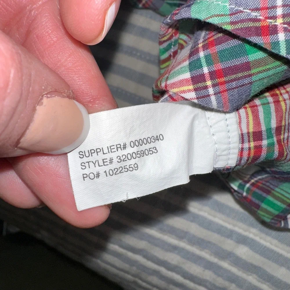 Ralph Lauren Boys 18M Green Plaid Short Sleeve Button Down‎ Shirt 320059053